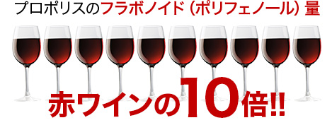 プロポリスのフラボノイド（ポリフェノール）量｜赤ワインの10倍!!